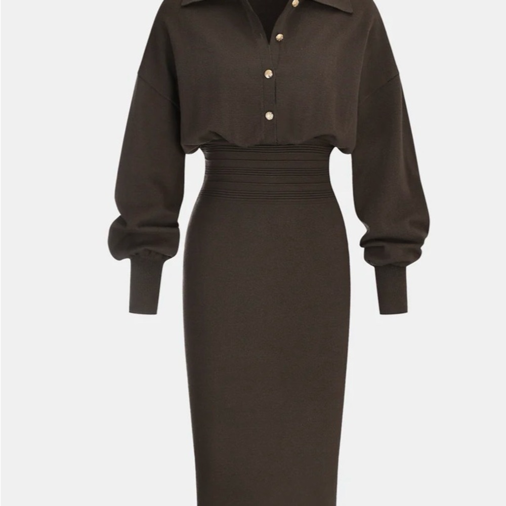 Commense Chocolate Long Sleeve Dress